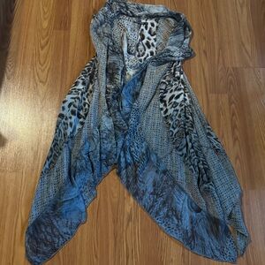 Vintage Dor‎ Dor Couture Blue Animal Print Asymmetrical Knit Vest Size S